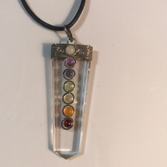 Vintage Tibetan silver crystal necklace with semi precious stones